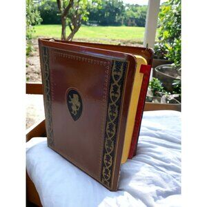 Brown Leather Planner Vintage Address Book Binder Alphabetical Tabs Lion Emblem